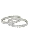 Buy_Auraa Trends_Silver Plated Crystal Bangle Set _at_Aza_Fashions