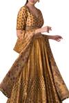 Ekaya_Yellow Dupion Silk Printed Lehenga Set_Online_at_Aza_Fashions