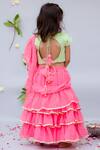 Shop_Fayon Kids_Green Georgette Embroidery Pre-draped Lehenga Set _at_Aza_Fashions