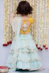 Shop_Fayon Kids_Blue Chiffon Sequins Embroidered Pre-draped Lehenga Set _at_Aza_Fashions