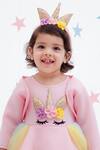 Shop_Fayon Kids_Pink Cotton, Lycra Fabric Flowers Embroidered Dress _Online_at_Aza_Fashions