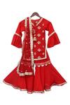 Fayon Kids_Red Georgette Embroidery Kurta Sharara Set _Online_at_Aza_Fashions