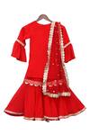 Buy_Fayon Kids_Red Georgette Embroidery Kurta Sharara Set _Online_at_Aza_Fashions