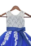 Fayon Kids_Blue Cotton, Net Bows, Embroidery Flared Dress _Online_at_Aza_Fashions