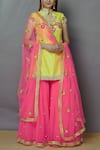 Buy_Preeti S Kapoor_Pink Net, Dupion Mandarin Collar Embroidered Kurta Sharara Set _at_Aza_Fashions