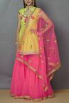 Preeti S Kapoor_Pink Net, Dupion Mandarin Collar Embroidered Kurta Sharara Set _Online_at_Aza_Fashions