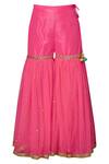 Shop_Preeti S Kapoor_Pink Net, Dupion Mandarin Collar Embroidered Kurta Sharara Set _Online_at_Aza_Fashions