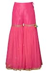 Shop_Preeti S Kapoor_Pink Net, Dupion Round Embroidered Kurta Sharara Set _Online_at_Aza_Fashions