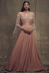 Buy_Shloka Khialani_Pink Georgette Embellished Lehenga Set_at_Aza_Fashions