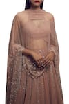 Shop_Shloka Khialani_Pink Net, Crepe, Georgette Halter Neck Embellished Lehenga Set _Online_at_Aza_Fashions