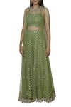 Buy_Silky Bindra_Green Net, Georgette, Shantoon Jacket Roundcrop Top Embroidered Palazzo Set _at_Aza_Fashions