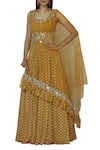 Buy_Silky Bindra_Yellow Net Round Embroidered Lehenga Set _at_Aza_Fashions