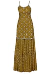 Buy_Silky Bindra_Yellow Georgette Embroidered Kurta Sharara Set_Online_at_Aza_Fashions