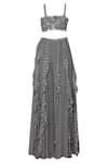 Shop_Silky Bindra_Grey Crepe, Shantoon Square Neckline Embroidered Gharara Set _Online_at_Aza_Fashions
