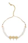 Just Shradhas_Gold Plated Pearls Bead Choker Set _Online_at_Aza_Fashions
