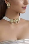 Buy_Just Shradhas_Gold Plated Pearls Bead Choker Set _at_Aza_Fashions
