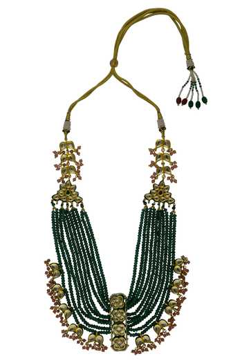 Shop_Just Shradhas_Gold Plated Layered Bead Necklace _at_Aza_Fashions