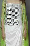 Preeti S Kapoor_White Net, Dupion Square Neck Embellished Jacket Skirt Set_at_Aza_Fashions