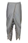 Shop_Pranay Baidya_Grey Chanderi Dhoti Pants  _at_Aza_Fashions