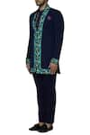 Buy_SOL by Piyush Dedhia_Blue Herringbone Embroidered Jacket Kurta Set  _Online_at_Aza_Fashions