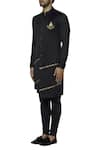 Buy_SOL by Piyush Dedhia_Black Polyester Knit Embroidered Kurta Set  _Online_at_Aza_Fashions