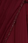 Arpan Vohra Wine Georgette V Neck Embellished Pre-draped Saree at Aza Fashions Arpan Vohra_Wine Georgette V Neck Embellished Pre-draped Saree _at_Aza_Fashions