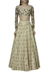 Buy_Astha Narang_Cream Raw Silk Square Neck Embroidered Lehenga Set  _Online_at_Aza_Fashions