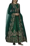 Buy_Astha Narang_Green Anarkali Raw Silkdupatta Organza Round Embroidered Set  _at_Aza_Fashions