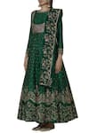 Astha Narang_Green Anarkali Raw Silkdupatta Organza Round Embroidered Set  _Online_at_Aza_Fashions