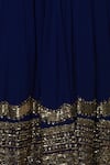 Astha Narang_Blue Georgette V Neck Embroidered Lehenga Set _at_Aza_Fashions