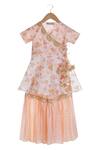 Buy_MI Dulce AN'YA_Peach Organic Cotton Printed Kurta With Sharara _at_Aza_Fashions