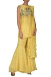 Buy_Varun Bahl_Yellow Viscose Georgette Chanderi Kurta Sharara Set_at_Aza_Fashions