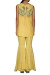 Shop_Varun Bahl_Yellow Viscose Georgette Chanderi Kurta Sharara Set_at_Aza_Fashions