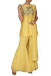 Shop_Varun Bahl_Yellow Viscose Georgette Chanderi Kurta Sharara Set_Online_at_Aza_Fashions