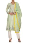 Buy_Varun Bahl_Green Chanderi Kurta Set_at_Aza_Fashions