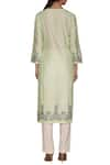 Shop_Varun Bahl_Green Chanderi Kurta Set_at_Aza_Fashions