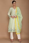 Buy_Varun Bahl_Green Chanderi Kurta Set_Online_at_Aza_Fashions