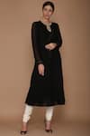 Varun Bahl_Black Viscose Georgette Round Flared Kurta Set_Online_at_Aza_Fashions