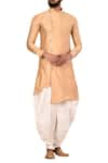 Buy_Arihant Rai Sinha_Beige Silk Overlap Kurta Dhoti Pant Set _at_Aza_Fashions