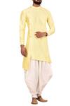 Buy_Arihant Rai Sinha_Yellow Silk Kurta Cowl Pant Set_at_Aza_Fashions
