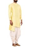 Arihant Rai Sinha_Yellow Silk Kurta Cowl Pant Set_Online_at_Aza_Fashions