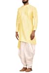 Buy_Arihant Rai Sinha_Yellow Silk Kurta Cowl Pant Set_Online_at_Aza_Fashions