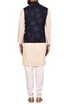 Shop_Arihant Rai Sinha_Blue Terry Rayon Overlap Bundi_at_Aza_Fashions