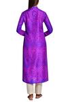 Shop_Swati Vijaivargie_Purple Silk Band Collar Shibori Button Down Kurta _at_Aza_Fashions