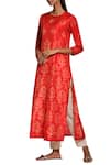 Buy_Swati Vijaivargie_Red Silk Round Shibori Kurta _at_Aza_Fashions