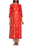 Swati Vijaivargie_Red Silk Round Shibori Kurta _Online_at_Aza_Fashions