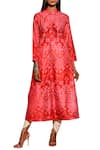 Buy_Swati Vijaivargie_Red Silk Band Collar Shibori Button Down Kurta _at_Aza_Fashions