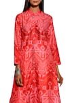 Buy_Swati Vijaivargie_Red Silk Band Collar Shibori Button Down Kurta _Online_at_Aza_Fashions