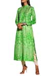 Buy_Swati Vijaivargie_Green Silk Band Collar Shibori Button Down Kurta _at_Aza_Fashions