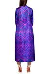 Shop_Swati Vijaivargie_Blue Silk Band Collar Shibori Button Down Kurta _at_Aza_Fashions